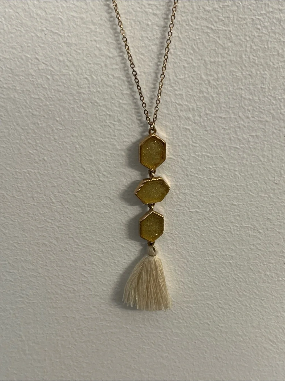 Gold modern geometric Tassel Pendant Necklace - Women Jewelry